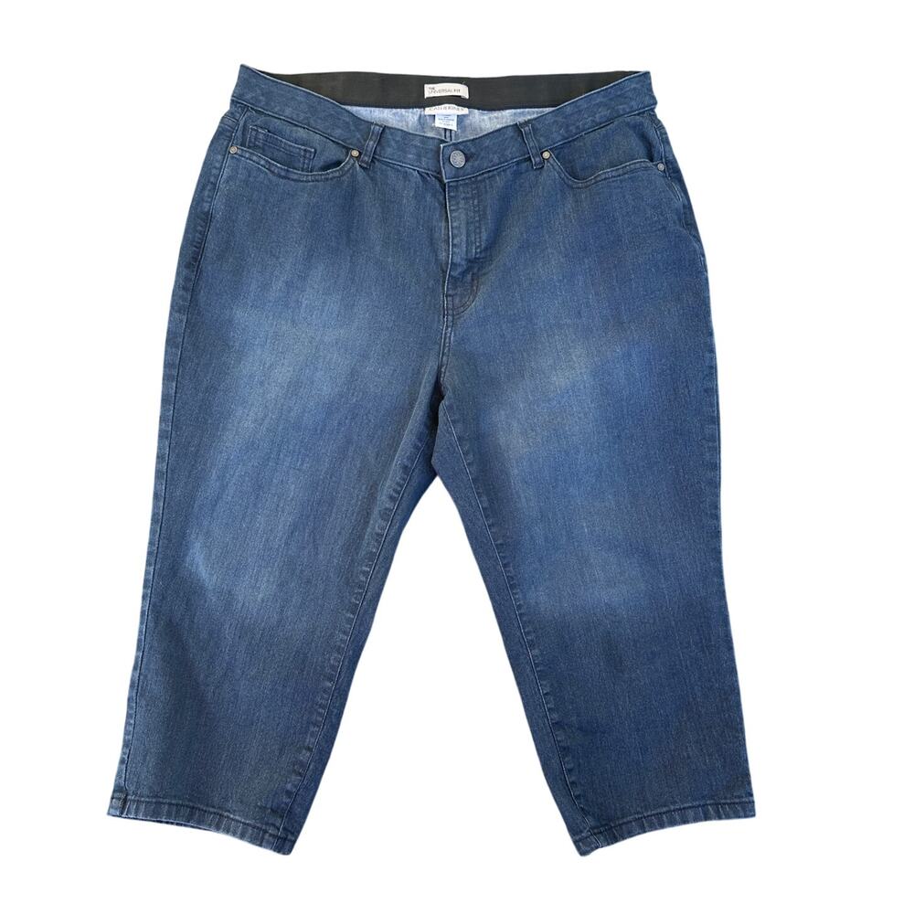 Catherines Universal Fit Cropped Denim Jeans Womens 18W Blue Stretch Capri